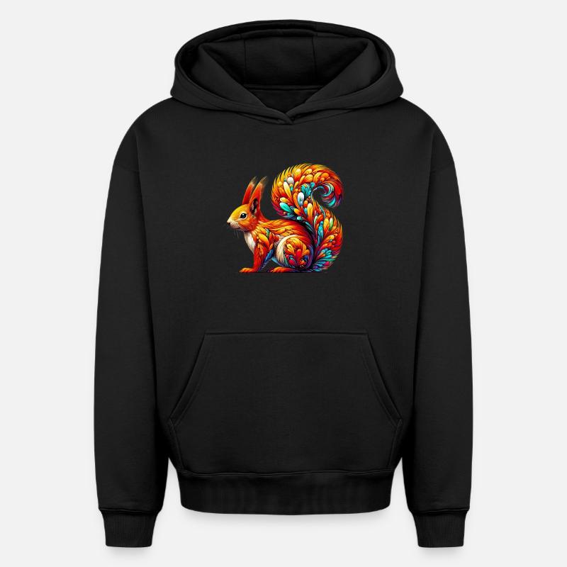 Écureuil - Sweat à capuche unisexe oversize épais SPREAD - noir