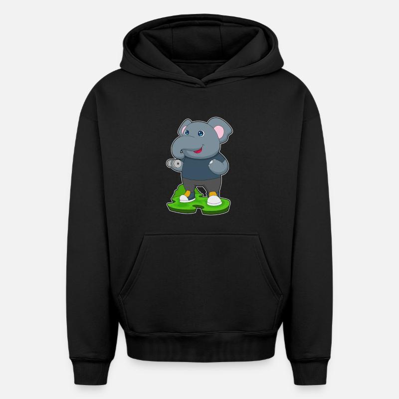 Bodybuilding éléphant avec haltères - Sweat à capuche unisexe oversize épais SPREAD - noir