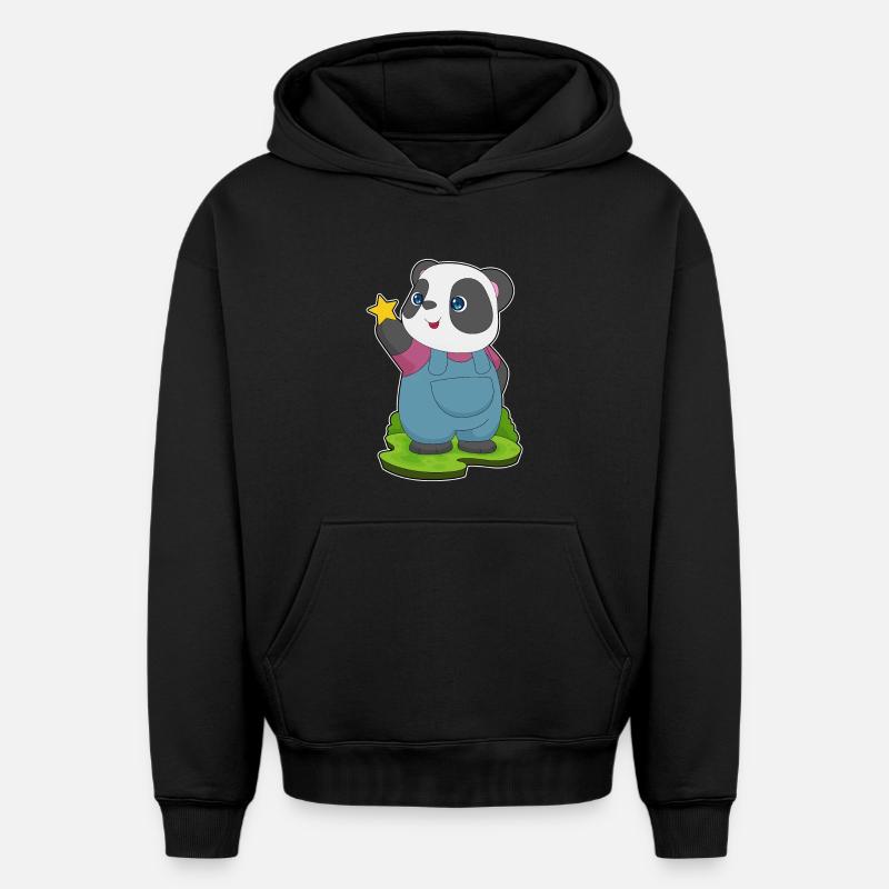 Étoile Panda - Sweat à capuche unisexe oversize épais SPREAD - noir