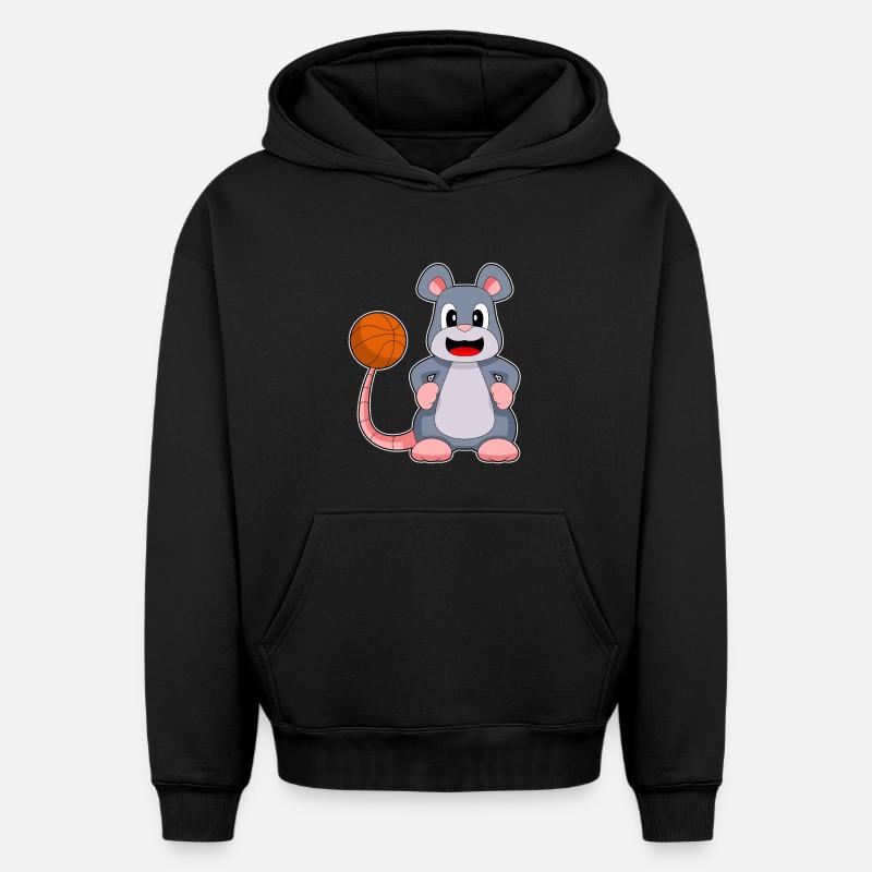 Souris Basketteur Basketteur - Sweat à capuche unisexe oversize épais SPREAD - noir