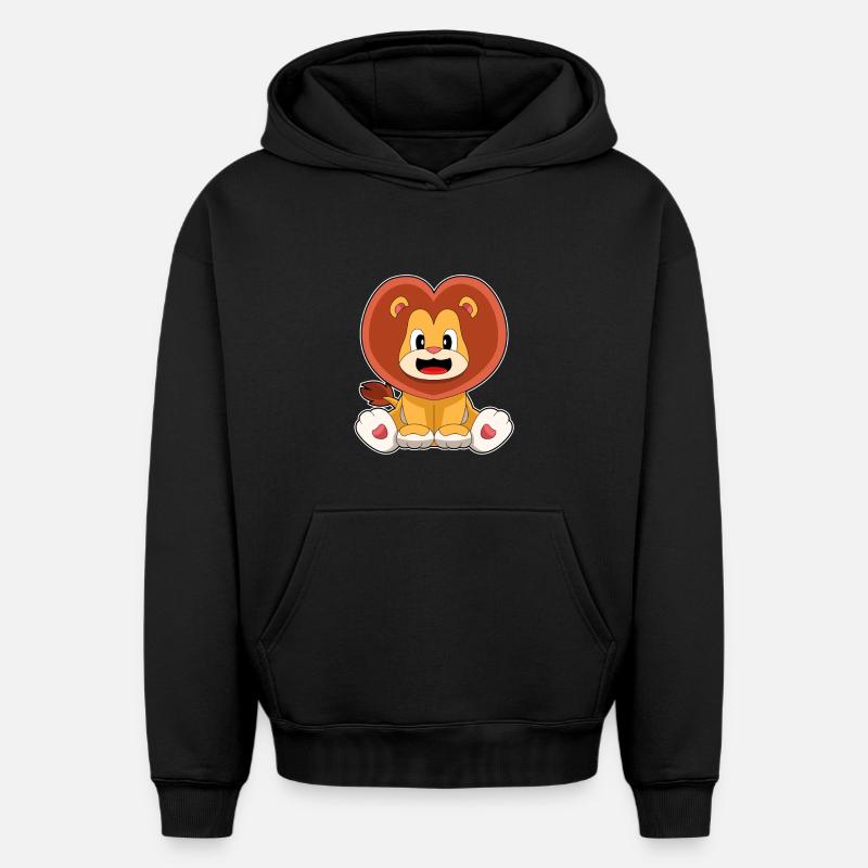 Cœur de Lion - Sweat à capuche unisexe oversize épais SPREAD - noir