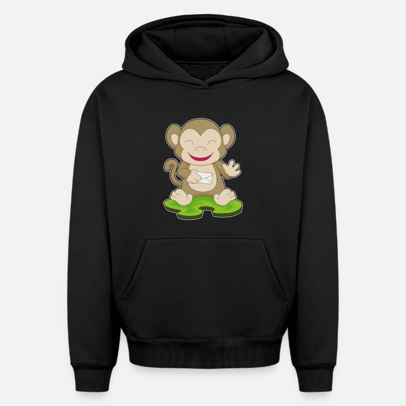 Affe Brief - Oversized Heavyweight Unisex Hoodie - Schwarz