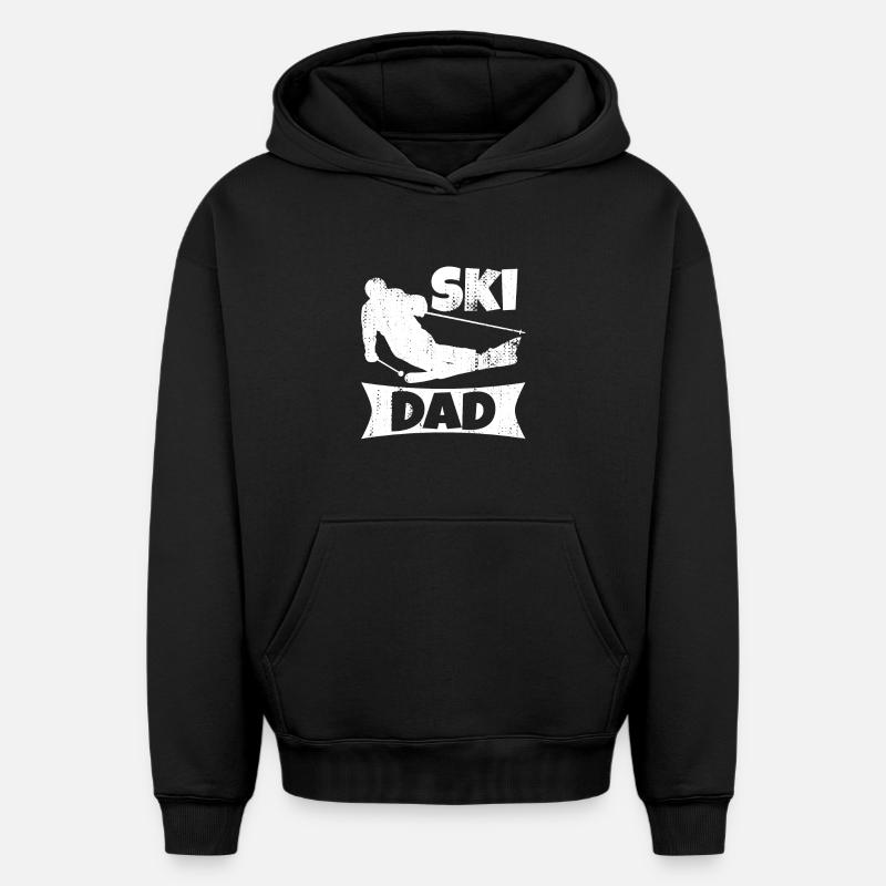 Père skieur - Sweat à capuche unisexe oversize épais SPREAD - noir