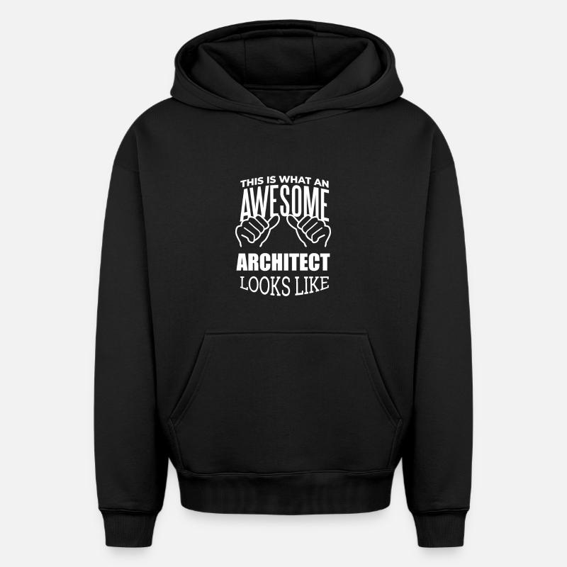 architecte - Sweat à capuche unisexe oversize épais SPREAD - noir