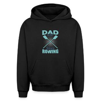 Rowing father - Oversized Heavyweight Unisex Hoodie - black - Front - AI Model Female 172 light (172cm) & AI Model Male 185 light (185cm)