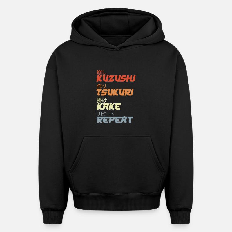 Judo Throwing Techniques - Oversized Heavyweight Unisex Hoodie - black