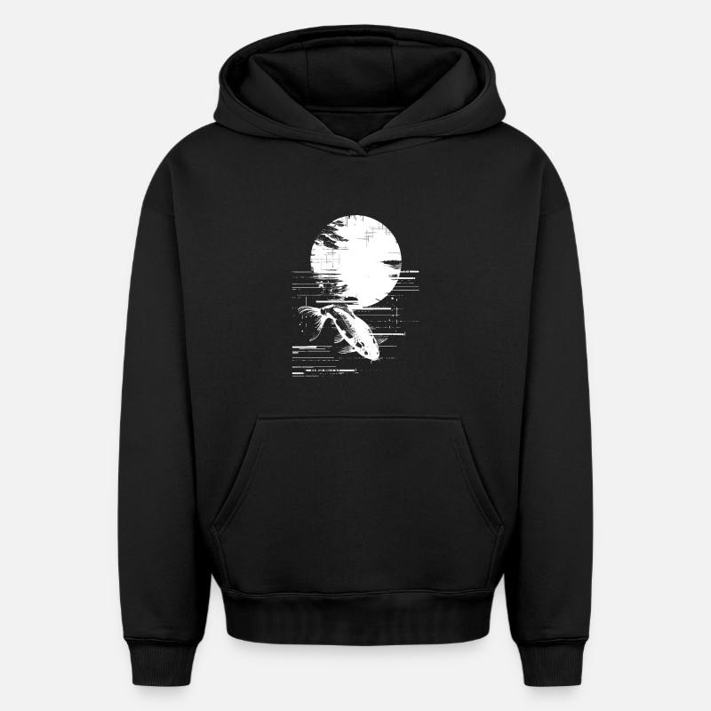Dessin de pêche - Sweat à capuche unisexe oversize épais SPREAD - noir