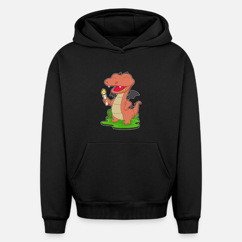 Dragon Bougie d’Halloween - Sweat à capuche unisexe oversize épais SPREAD - noir