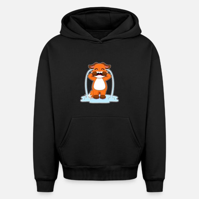 Le renard pleure - Sweat à capuche unisexe oversize épais SPREAD - noir