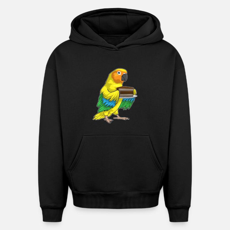Gâteau d’anniversaire perroquet - Sweat à capuche unisexe oversize épais SPREAD - noir