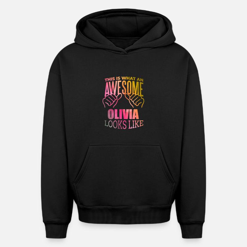 Olivia - Sweat à capuche unisexe oversize épais SPREAD - noir