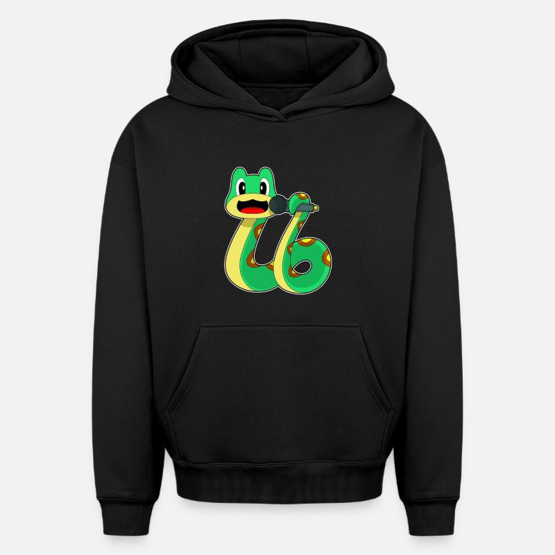 Snake Singer Microphone Musique - Sweat à capuche unisexe oversize épais SPREAD - noir