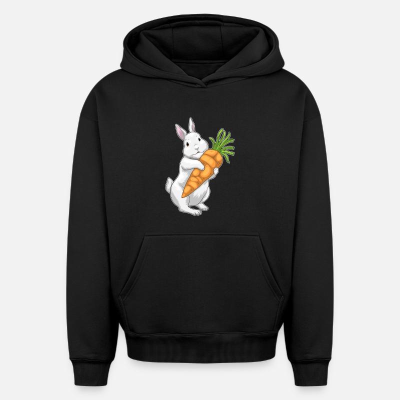 Lapin Carotte - Sweat à capuche unisexe oversize épais SPREAD - noir
