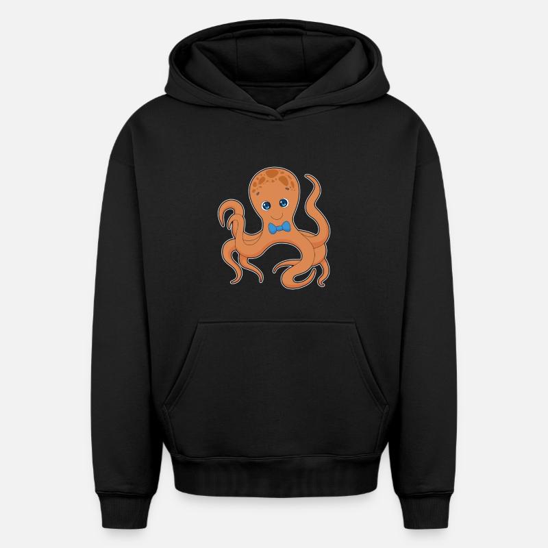 Octopus Gentleman Noeud papillon - Sweat à capuche unisexe oversize épais SPREAD - noir