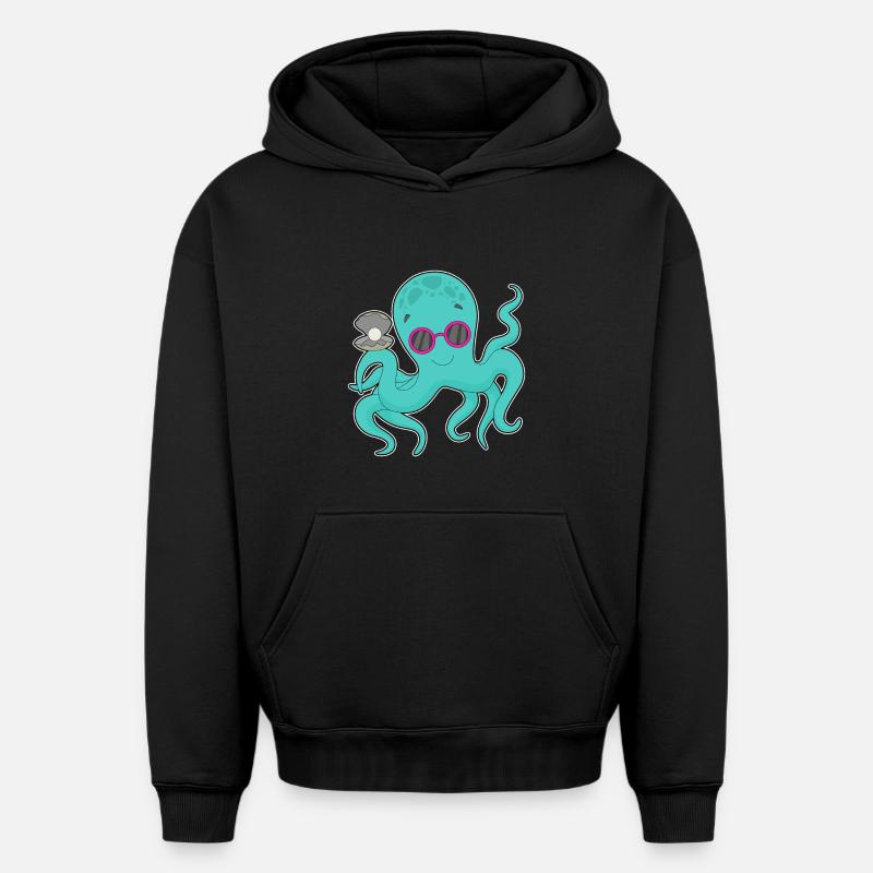 Perle de pieuvre - Sweat à capuche unisexe oversize épais SPREAD - noir