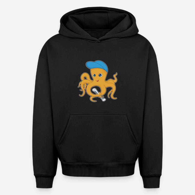 Journal Octopus - Sweat à capuche unisexe oversize épais SPREAD - noir