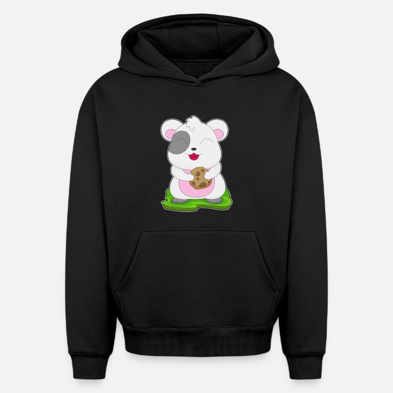 Biscuit hamster - Sweat à capuche unisexe oversize épais SPREAD - noir