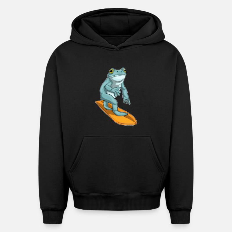 Planche de surf Frog Surfer - Sweat à capuche unisexe oversize épais SPREAD - noir