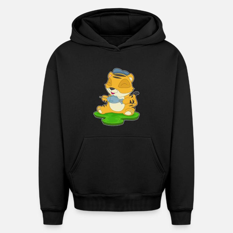 Poisson pêcheur tigre - Sweat à capuche unisexe oversize épais SPREAD - noir
