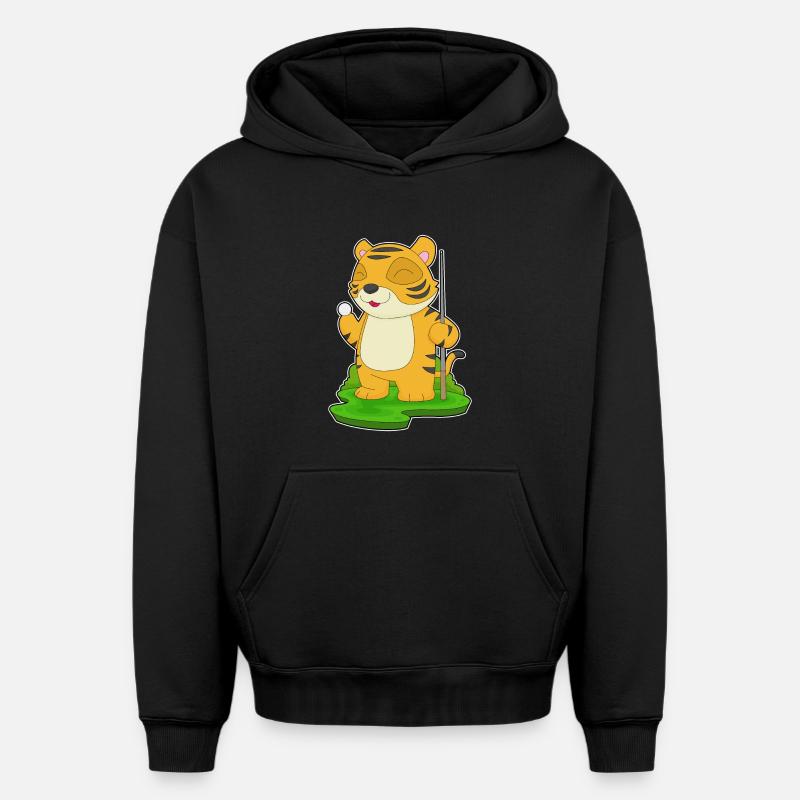 Tiger Billiard Queue - Oversized Heavyweight Unisex Hoodie - Schwarz