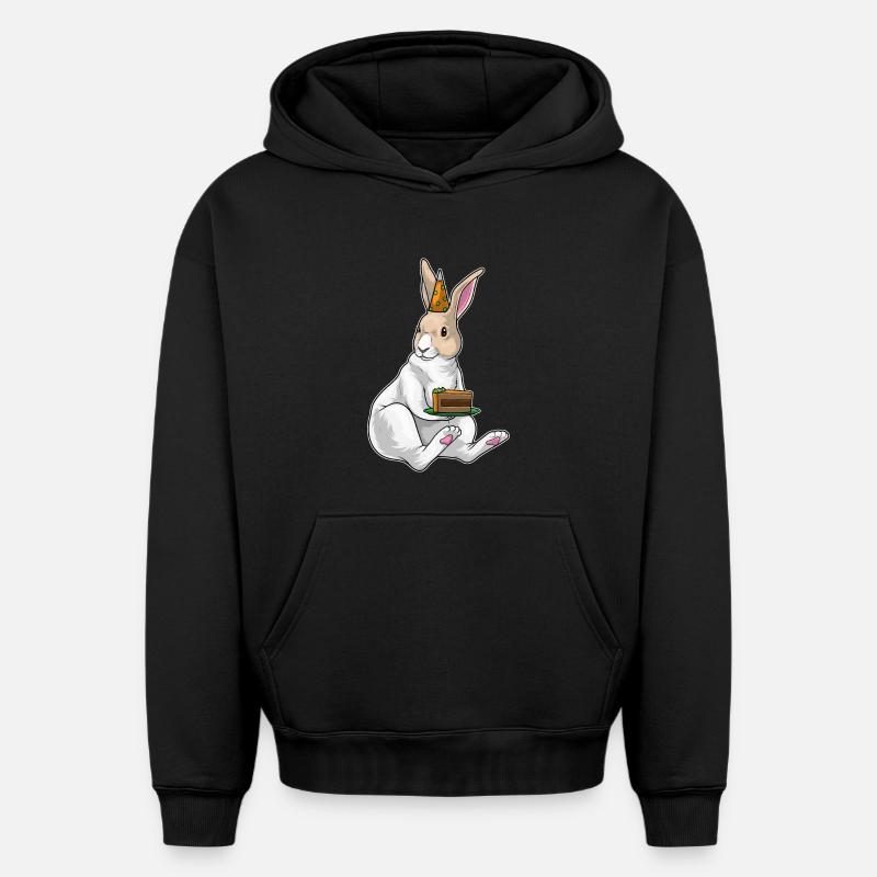 Gâteau d’anniversaire lapin - Sweat à capuche unisexe oversize épais SPREAD - noir