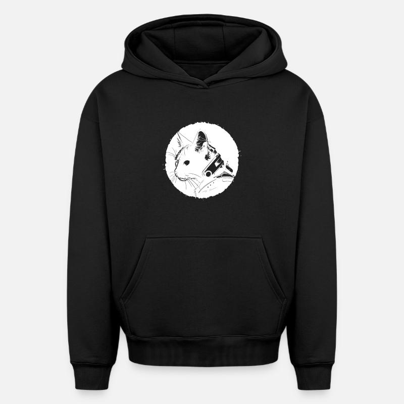 Chat Steampunk - Sweat à capuche unisexe oversize épais SPREAD - noir