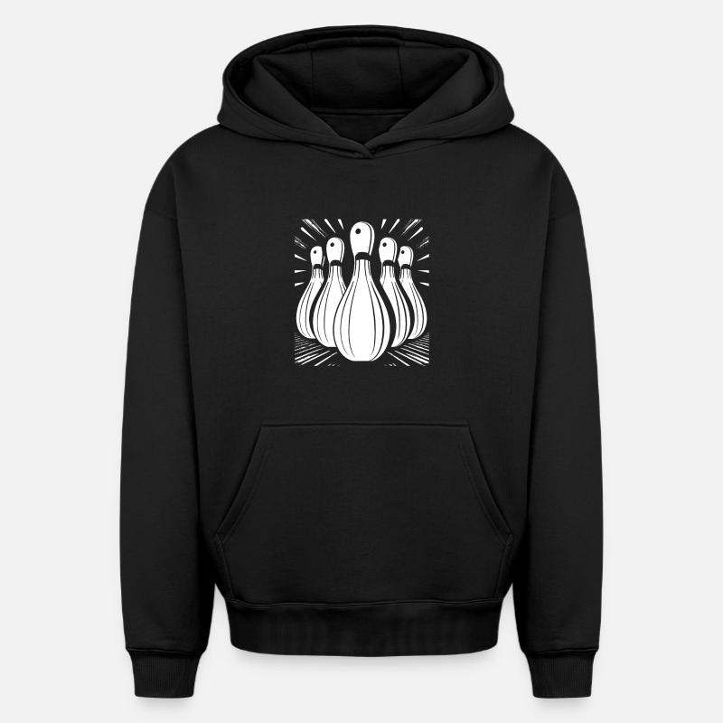 Graphiques de bowling - Sweat à capuche unisexe oversize épais SPREAD - noir
