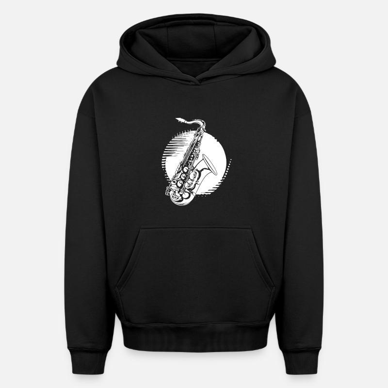 Graphisme pour saxophone - Sweat à capuche unisexe oversize épais SPREAD - noir