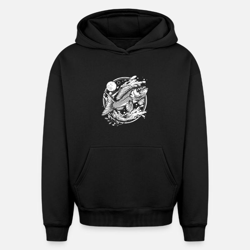 Graphique de poisson - Sweat à capuche unisexe oversize épais SPREAD - noir