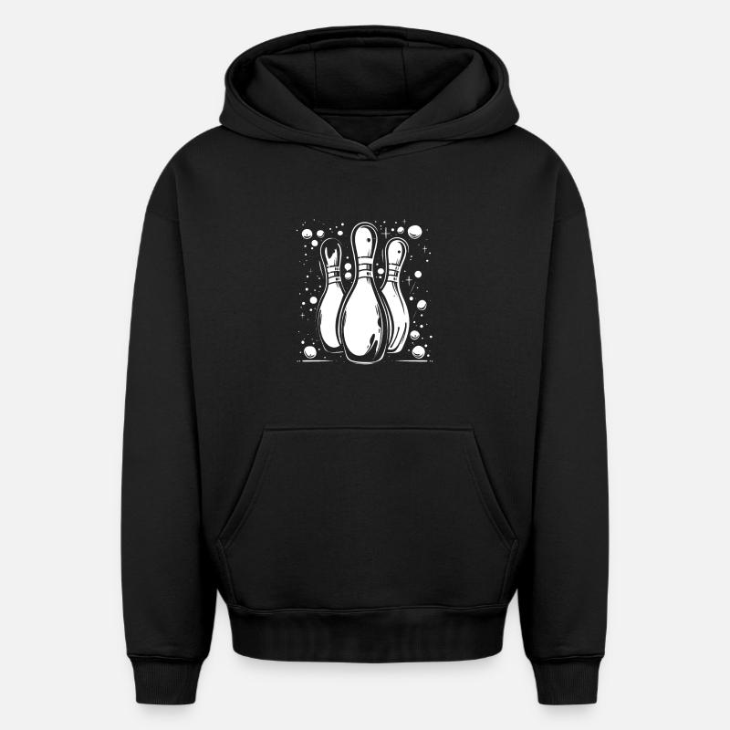 Bowling - Sweat à capuche unisexe oversize épais SPREAD - noir