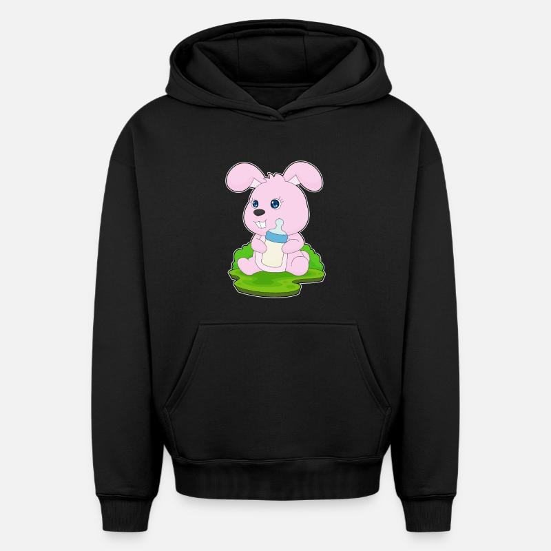 Bunny Lait de biberon - Sweat à capuche unisexe oversize épais SPREAD - noir