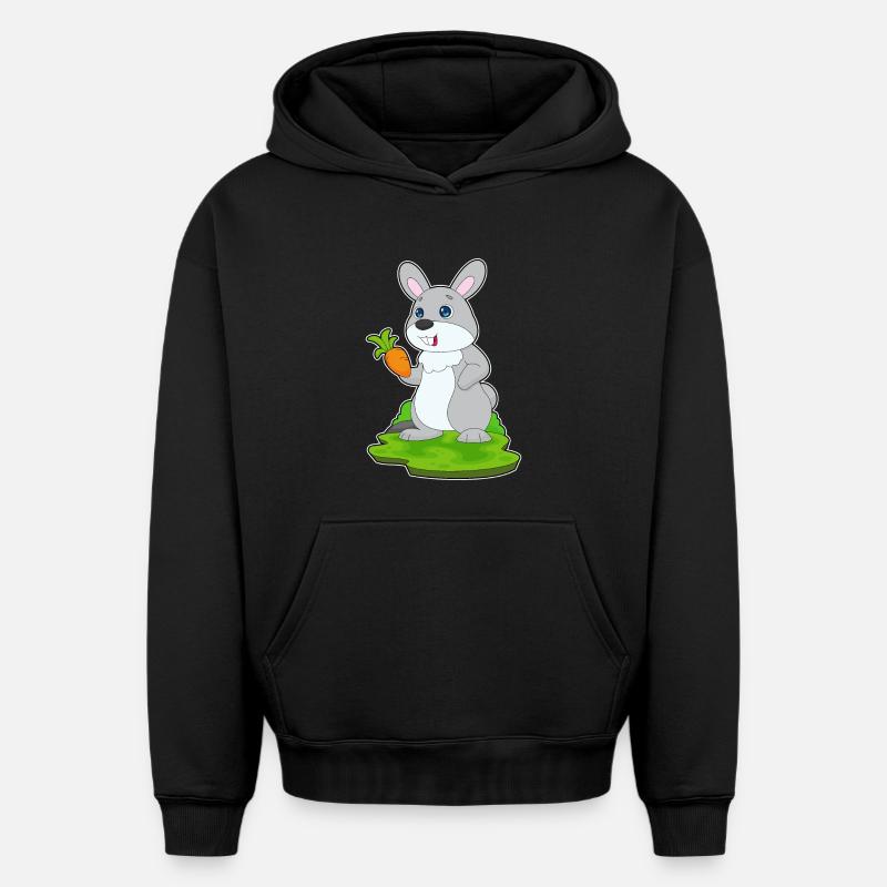 Lapin Carotte - Sweat à capuche unisexe oversize épais SPREAD - noir