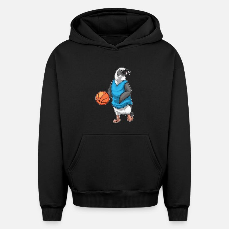 Penguin Basketteur Basketteur - Sweat à capuche unisexe oversize épais SPREAD - noir