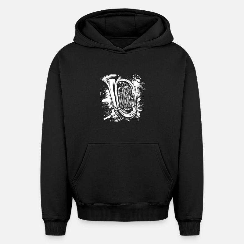 Tuba drôle - Sweat à capuche unisexe oversize épais SPREAD - noir