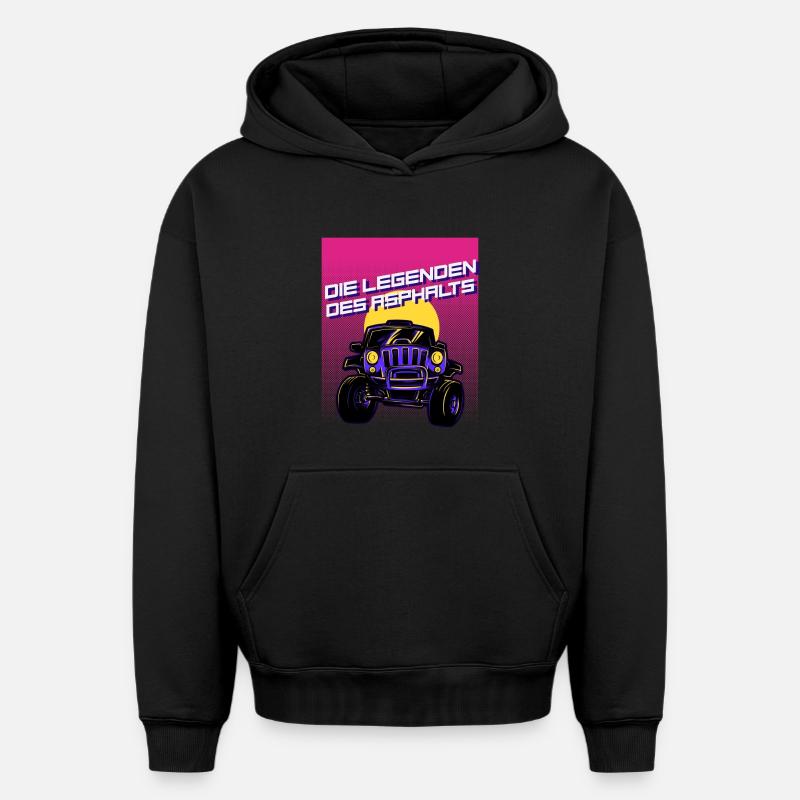 Les légendes de l’asphalte - Sweat à capuche unisexe oversize épais SPREAD - noir