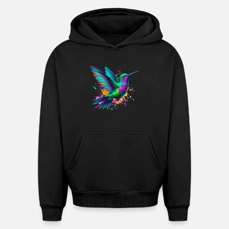 Colibri - Sweat à capuche unisexe oversize épais SPREAD - noir