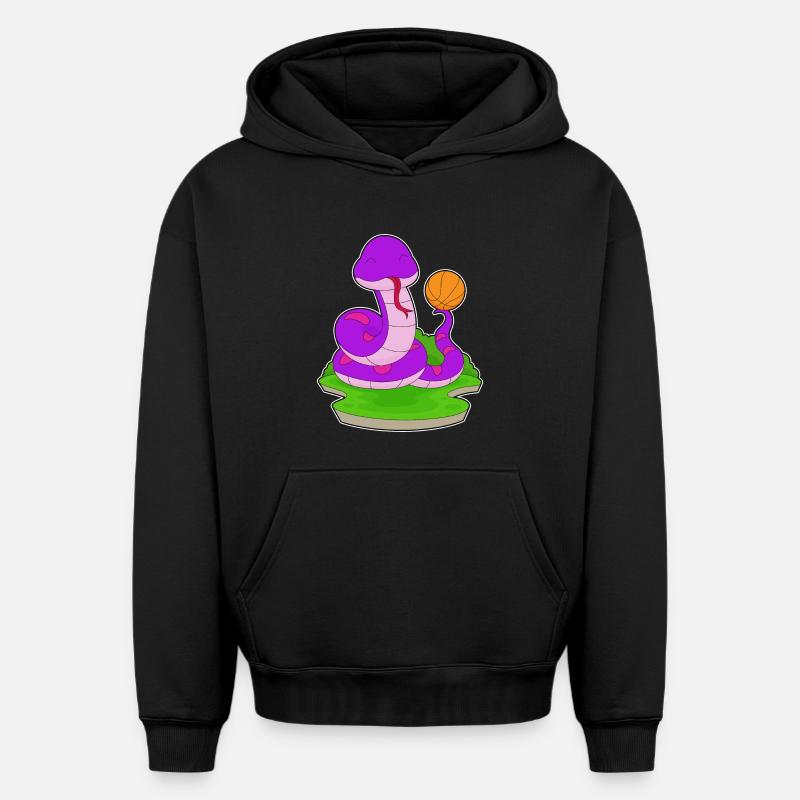 Serpent Basketteur Basketteur - Sweat à capuche unisexe oversize épais SPREAD - noir