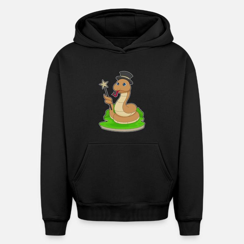 Serpent Sorcier Baguette - Sweat à capuche unisexe oversize épais SPREAD - noir