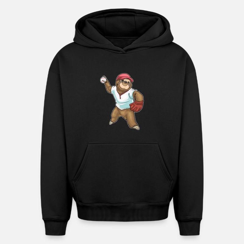 Gant de baseball Sloth - Sweat à capuche unisexe oversize épais SPREAD - noir