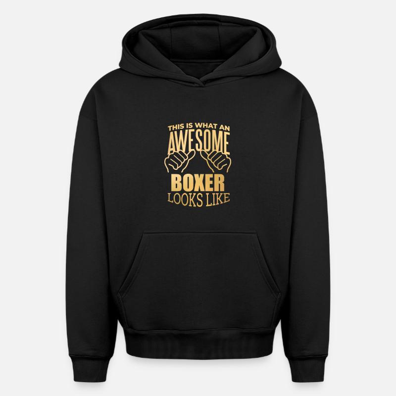 boxe - Sweat à capuche unisexe oversize épais SPREAD - noir