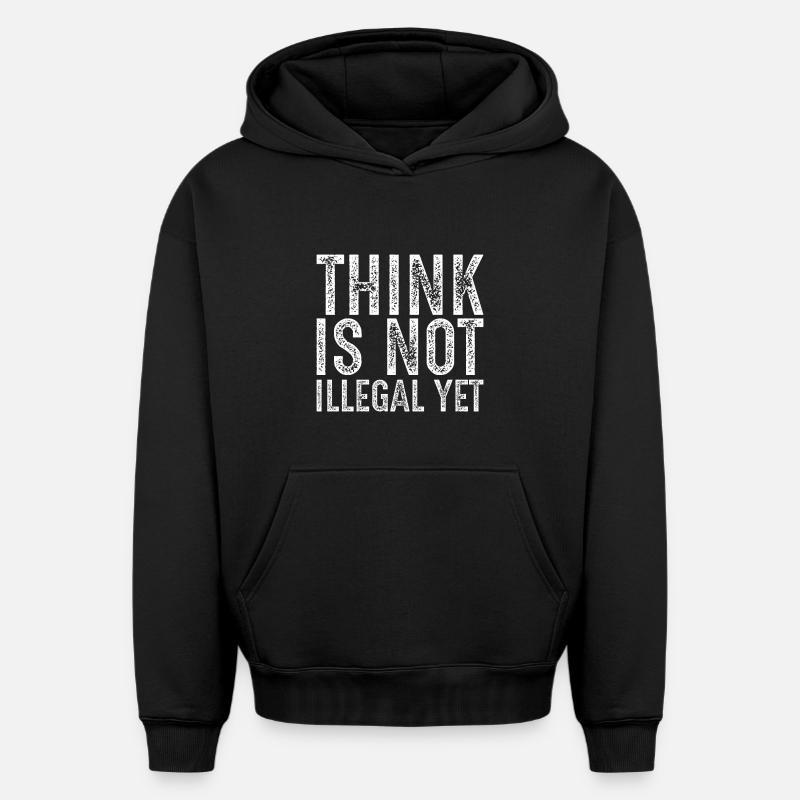 think is not illegal yet - Sweat à capuche unisexe oversize épais SPREAD - noir