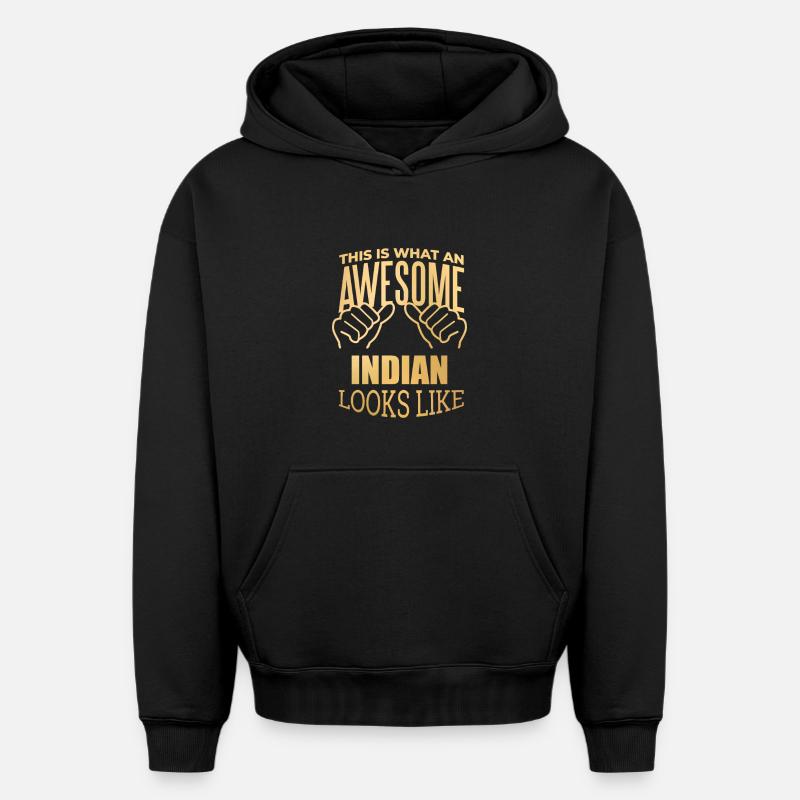 Inde - Sweat à capuche unisexe oversize épais SPREAD - noir
