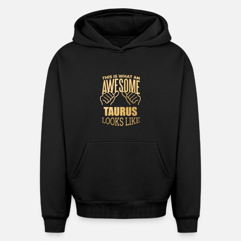 Taureau - Sweat à capuche unisexe oversize épais SPREAD - noir