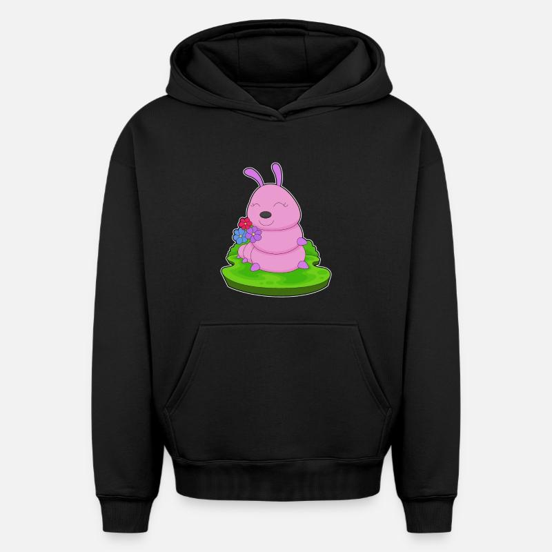 Fleurs de chenille - Sweat à capuche unisexe oversize épais SPREAD - noir