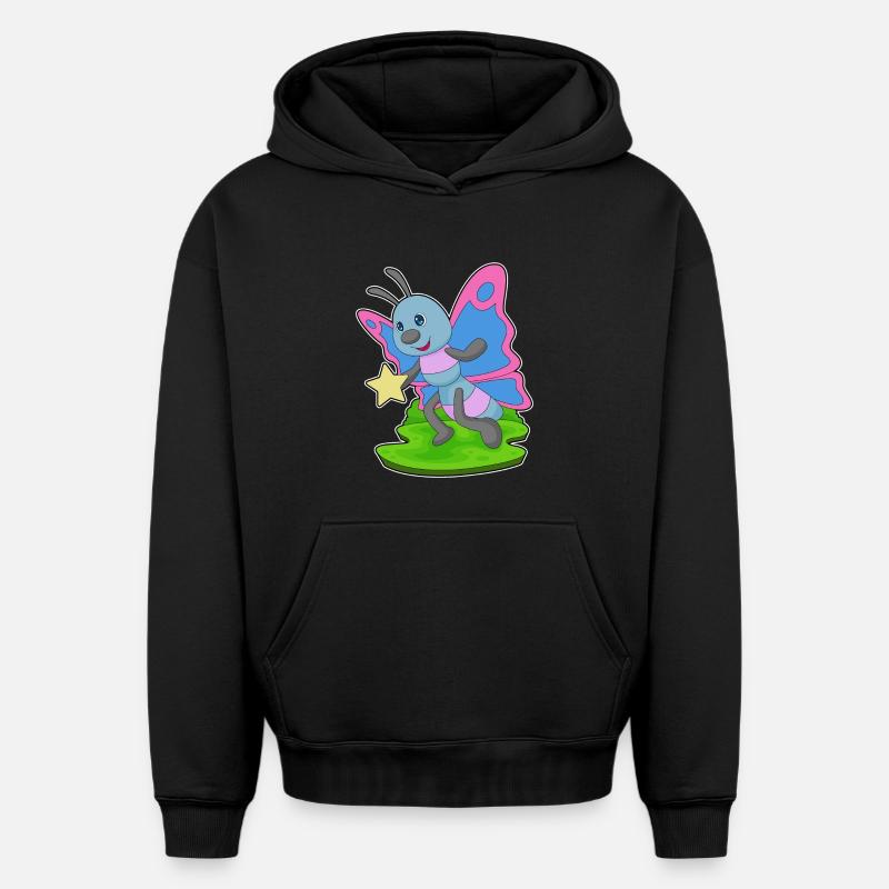 Étoile papillon - Sweat à capuche unisexe oversize épais SPREAD - noir