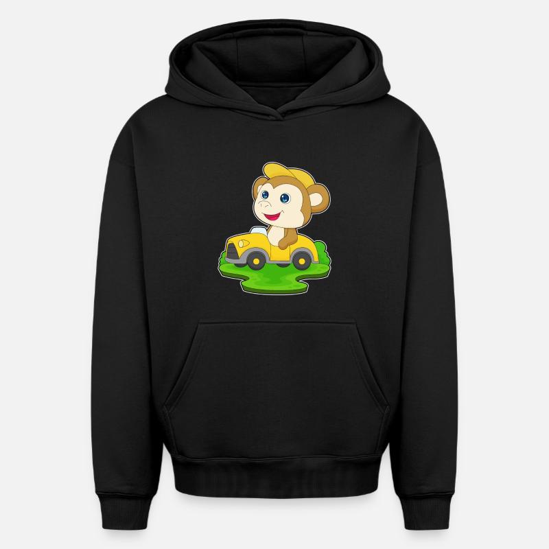 Voiture Singe - Sweat à capuche unisexe oversize épais SPREAD - noir