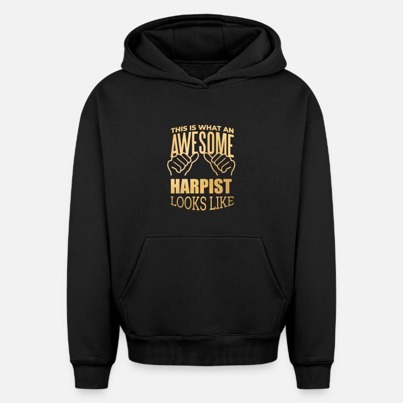 harpe - Sweat à capuche unisexe oversize épais SPREAD - noir
