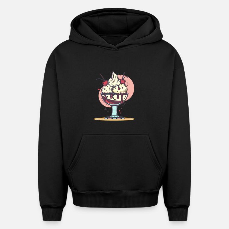 Graphique de crème glacée - Sweat à capuche unisexe oversize épais SPREAD - noir