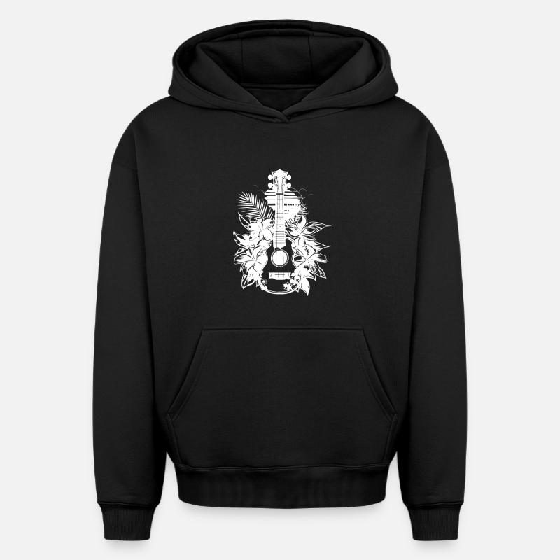 Bande dessinée ukulélé - Sweat à capuche unisexe oversize épais SPREAD - noir