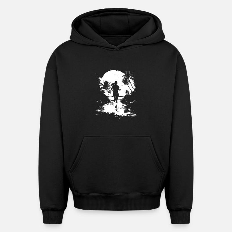Courir - Sweat à capuche unisexe oversize épais SPREAD - noir
